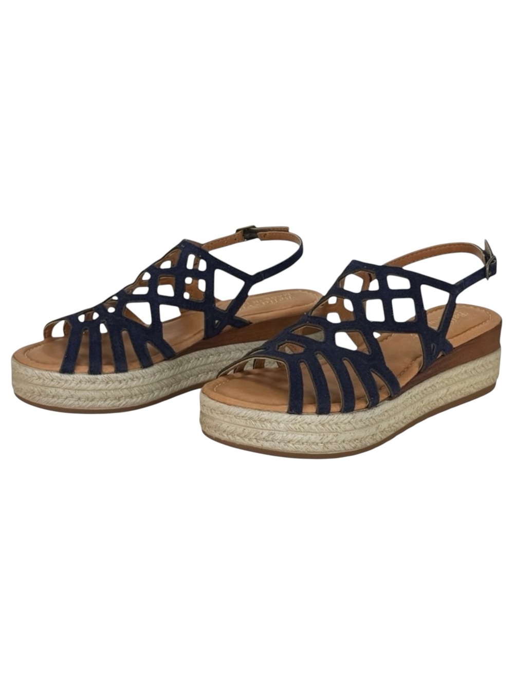 Bella Vita Zip-Italy Navy Leather Womens Wedge Sandals Size 12M - Picture 10 of 14
